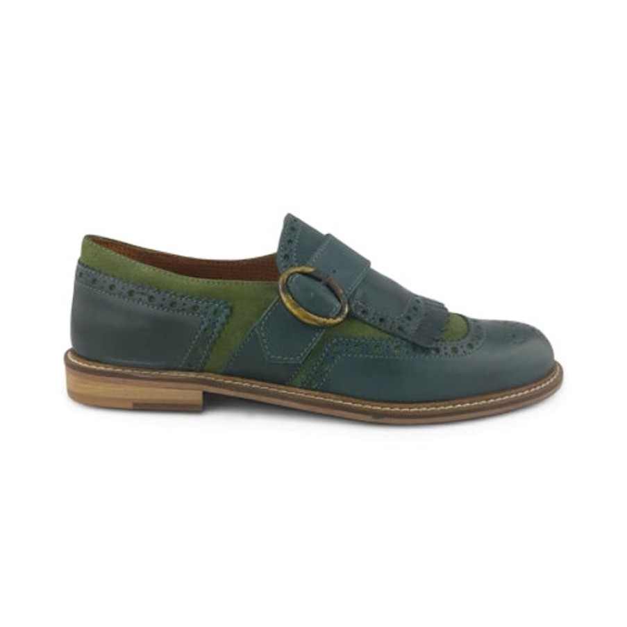 Donna Otisopse | Scarpe Con Fibbia E Frangia In Pelle Verde