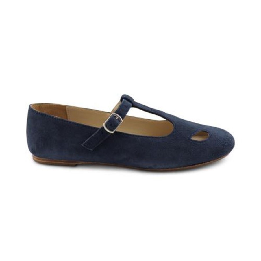 Donna Otisopse | Ballerine Con Occhielli In Camoscio Blu Indaco