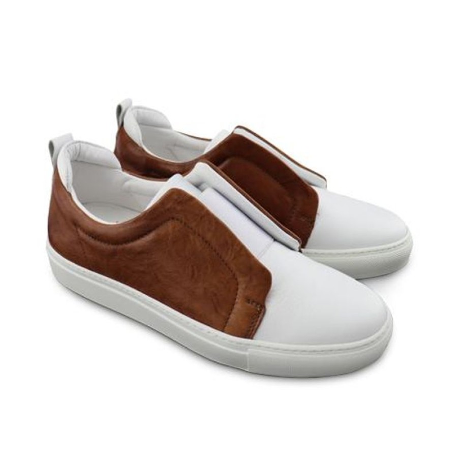 Uomo Otisopse | Sneakers In Pelle Bianco/Cuoio