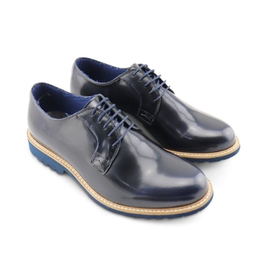 Uomo Otisopse | Derby Blue In Pelle Abrasivata