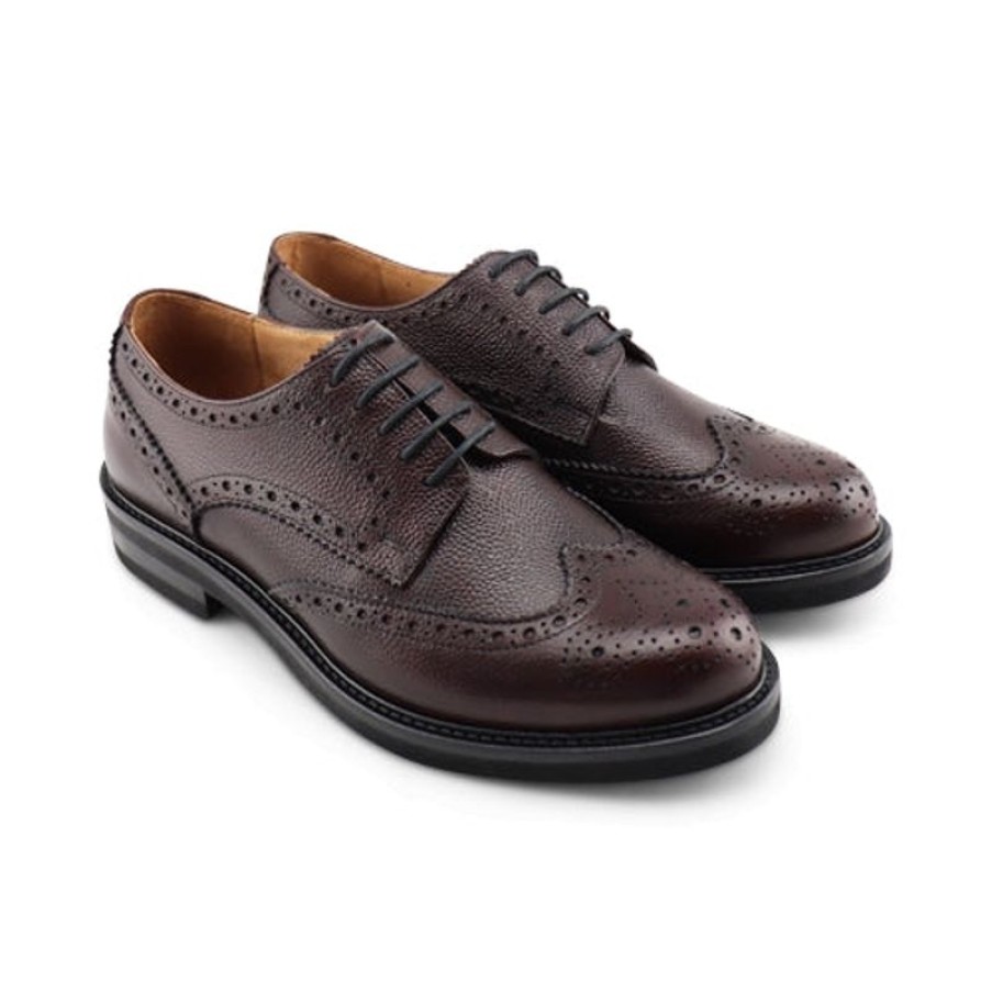 Uomo Otisopse | Derby In Pelle Bordeaux Con Suola Vibram