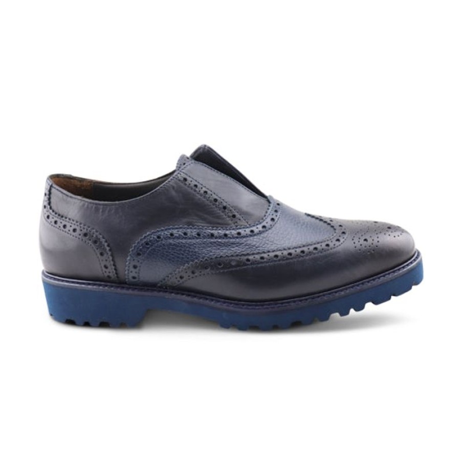 Uomo Otisopse | Francesine In Pelle Blu Con Suola In Vibram