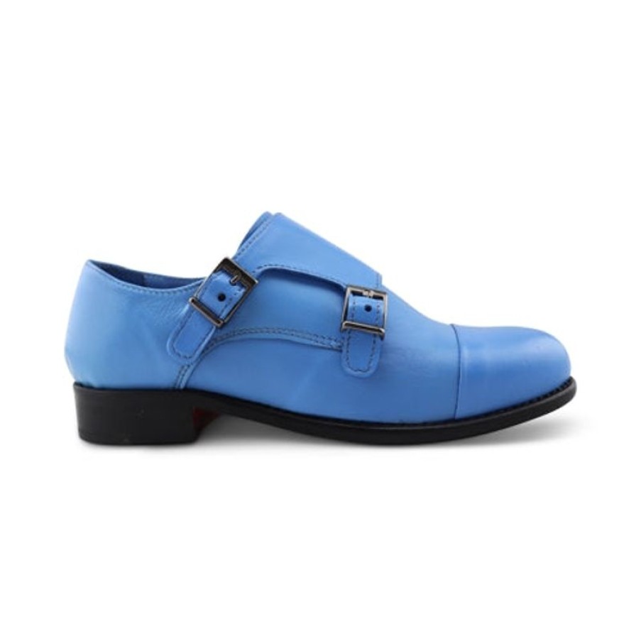 Donna Otisopse | Scarpe Doppia Fibbia In Pelle Celeste