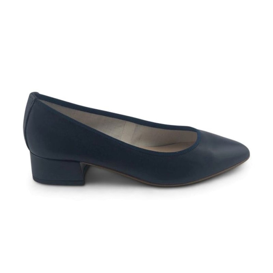 Donna Otisopse | Ballerine In Pelle Blu Con Tacco 3Cm