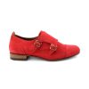 Donna Otisopse | Scarpe Doppia Fibbia Rosse In Camoscio