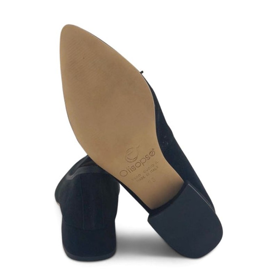 Donna Otisopse | Ballerine Nere In Camoscio E Tacco 3Cm