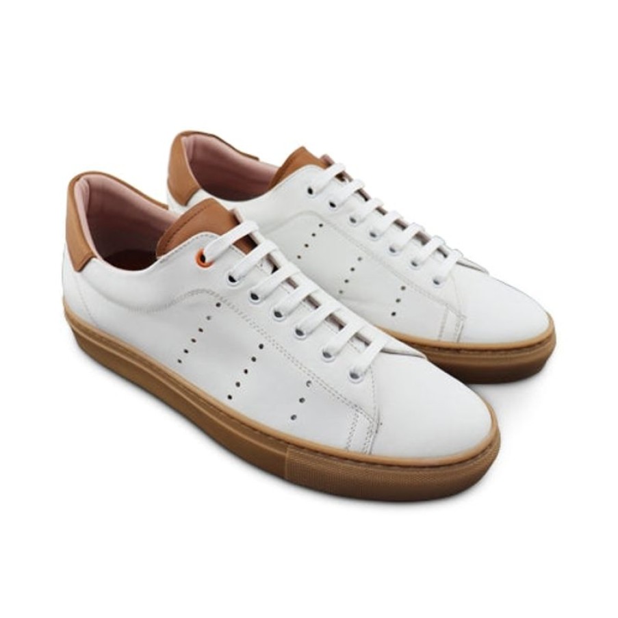 Uomo Otisopse | Sneakers Bianche In Pelle Con Suola Ambra