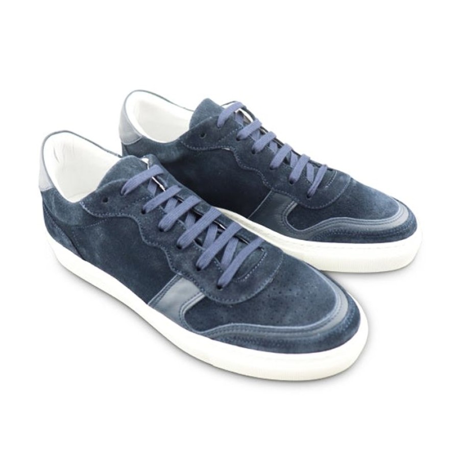 Uomo Otisopse | Sneakers In Camoscio Blu Con Riporto In Pelle