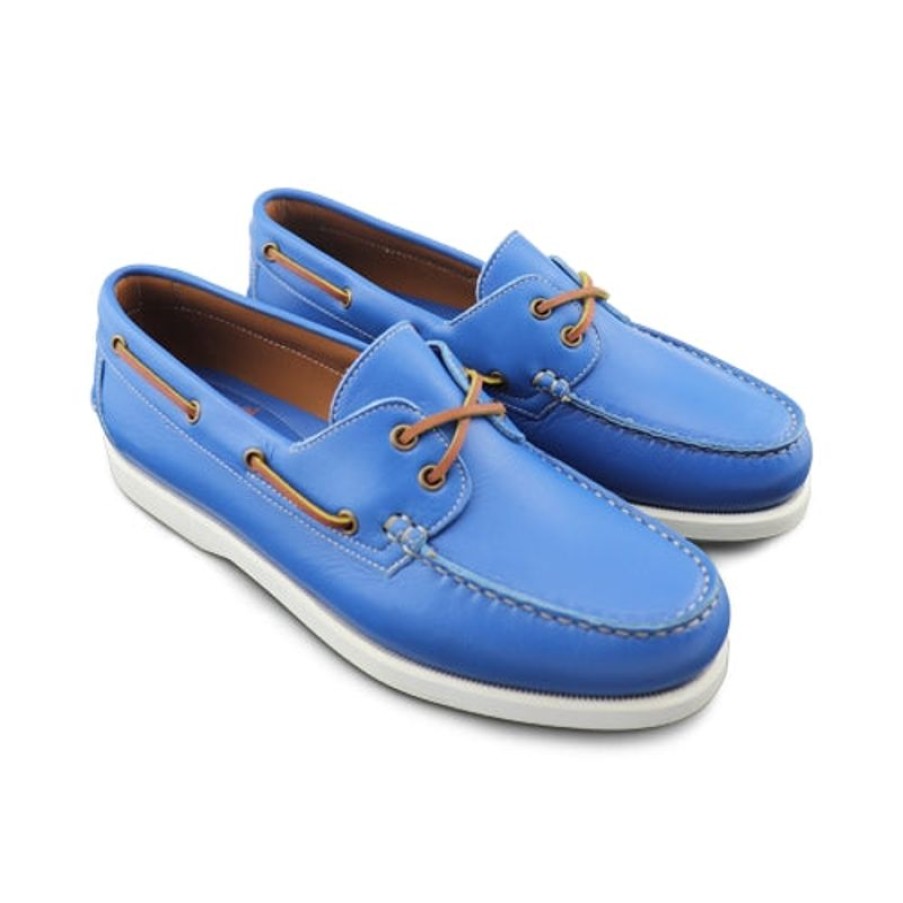 Uomo Otisopse | Mocassini Barca In Pelle Blu Elettrico