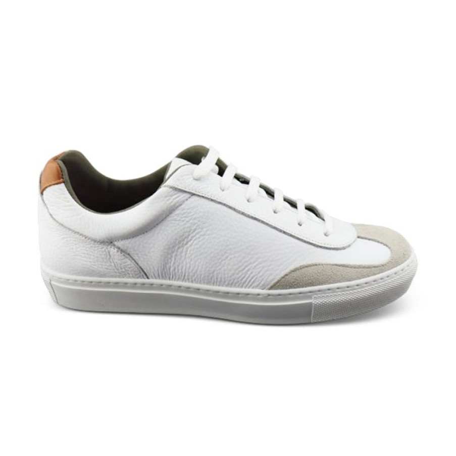 Uomo Otisopse | Sneakers Bianche Con Riporto Color Cuoio