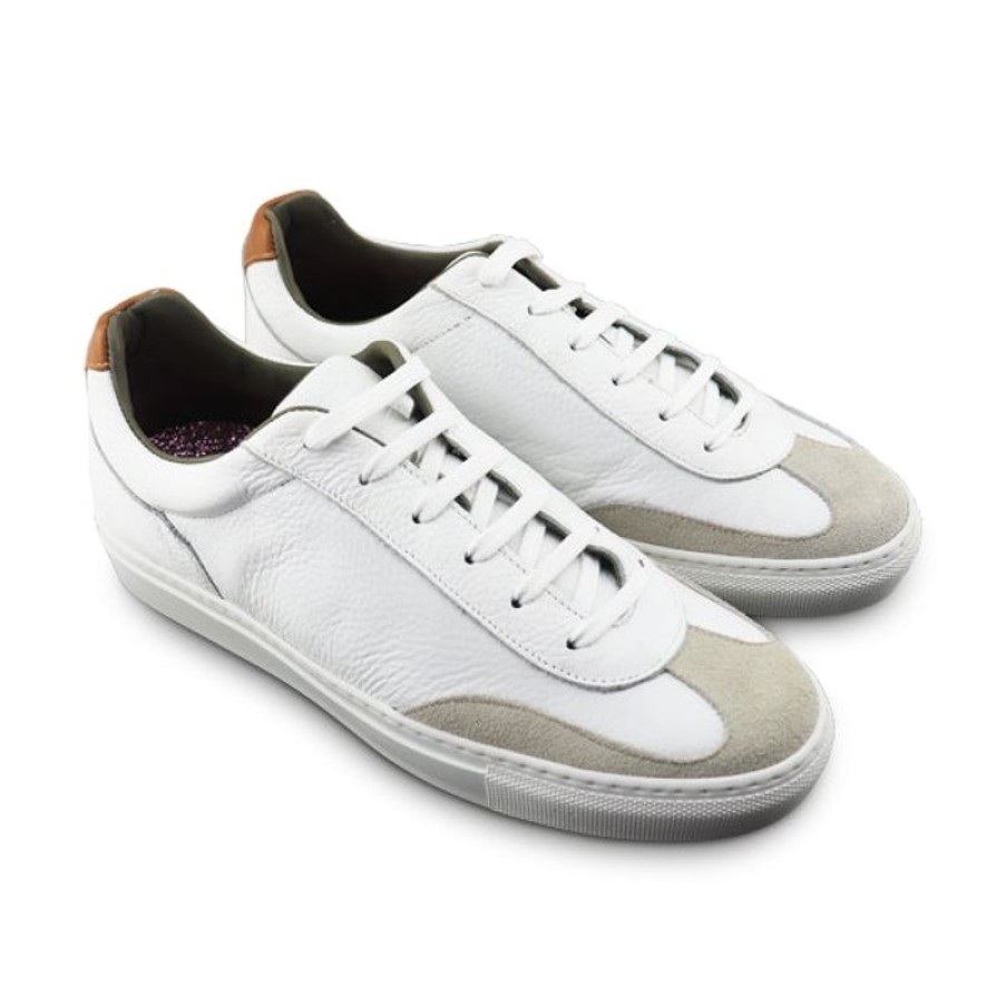 Uomo Otisopse | Sneakers Bianche Con Riporto Color Cuoio