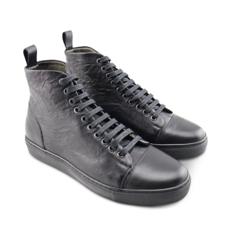 Uomo Otisopse | Sneakers Alte Nere In Pelle