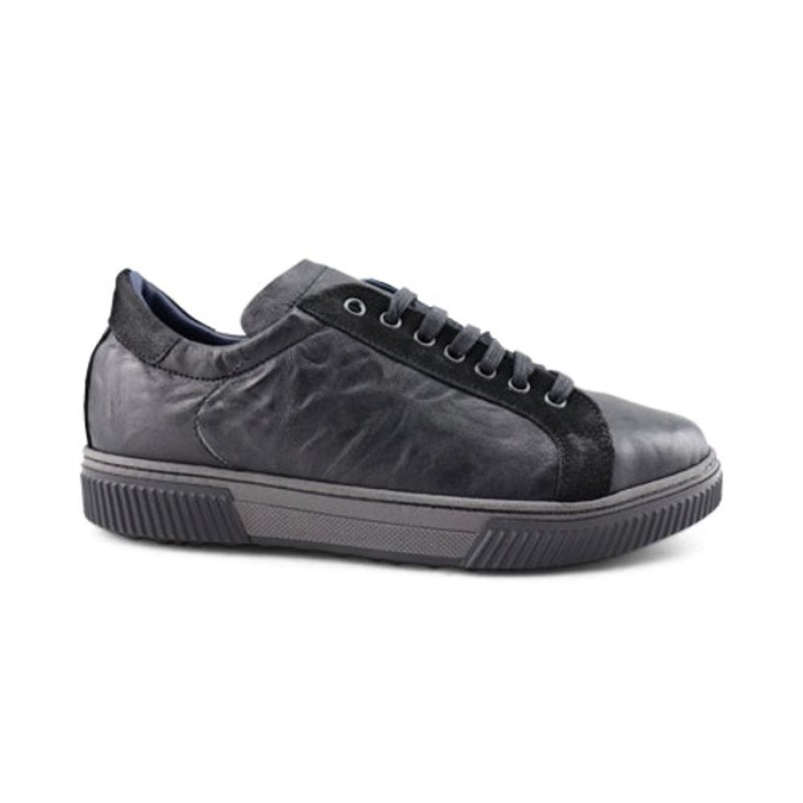 Uomo Otisopse | Sneakers Nere In Pelle Stropicciata