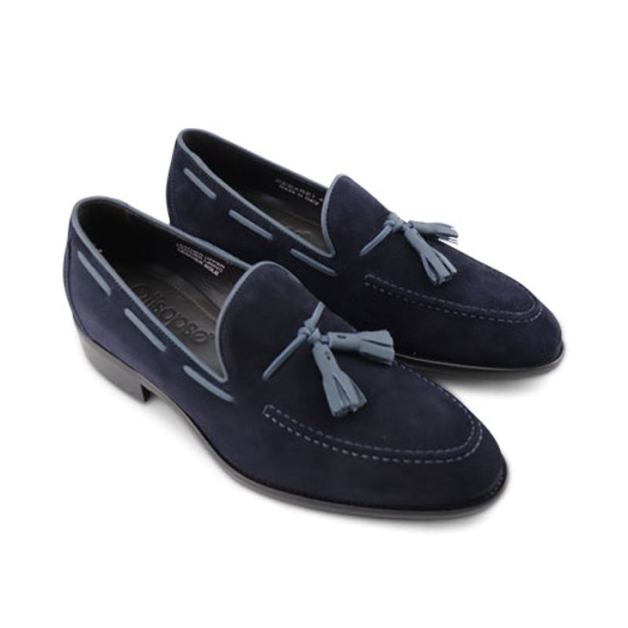 Uomo Otisopse | Slippers In Camoscio Blu Con Nappine