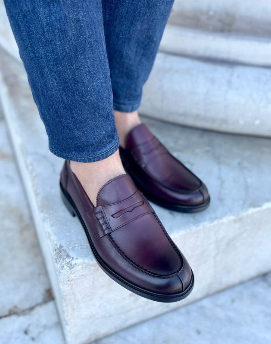 Uomo Otisopse | Mocassini In Pelle Bordeaux