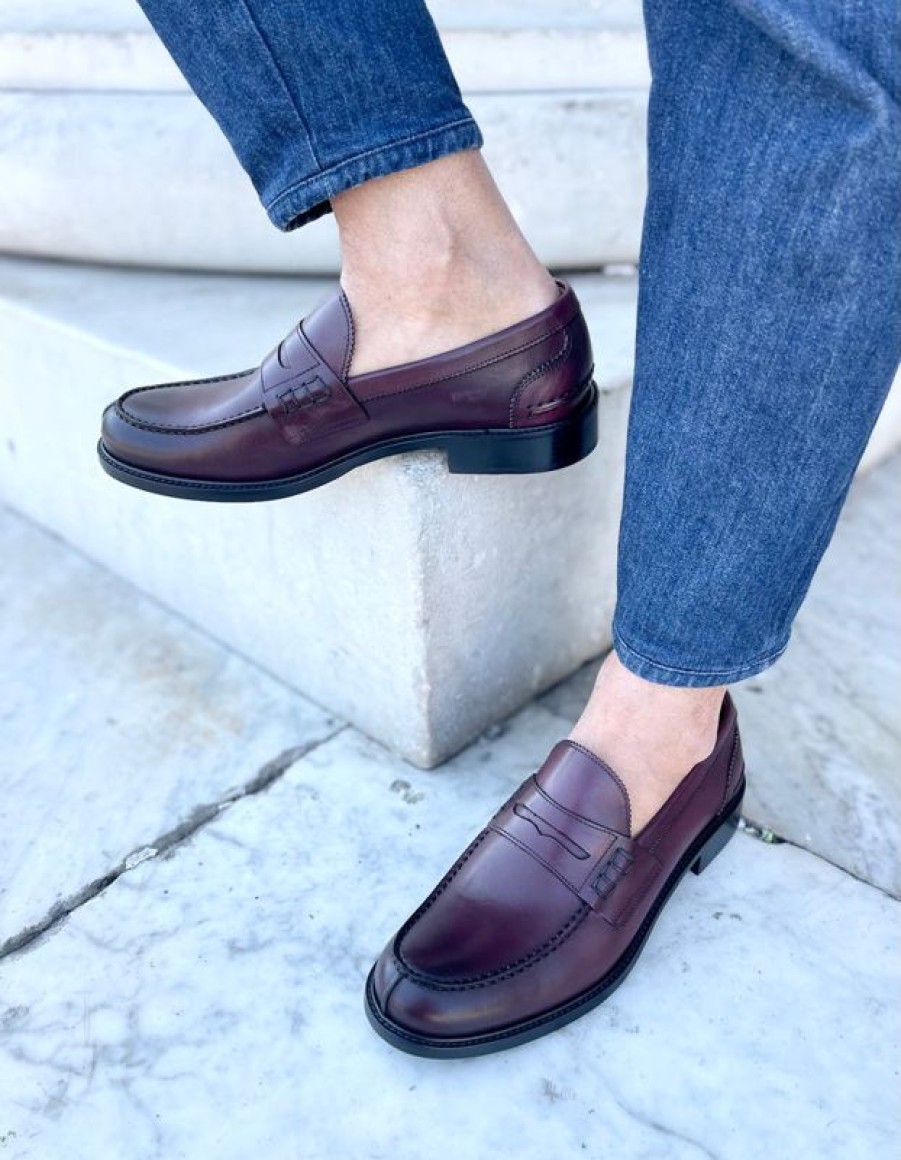 Uomo Otisopse | Mocassini In Pelle Bordeaux