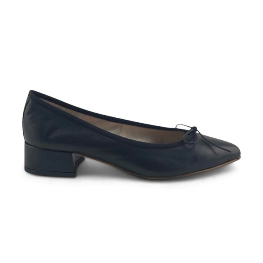 Donna Otisopse | Ballerine Nere In Pelle Con Tacco 3Cm