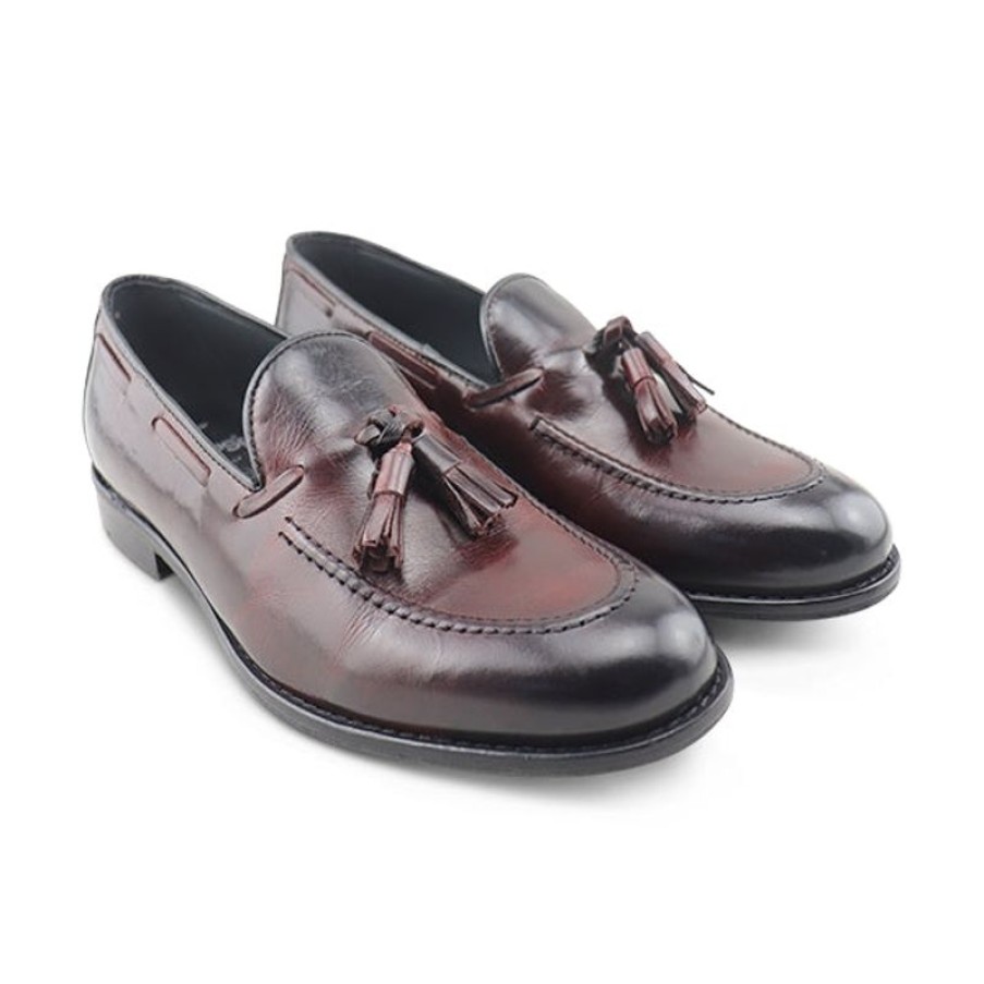 Uomo Otisopse | Mocassini Tassel Bordeaux In Pelle