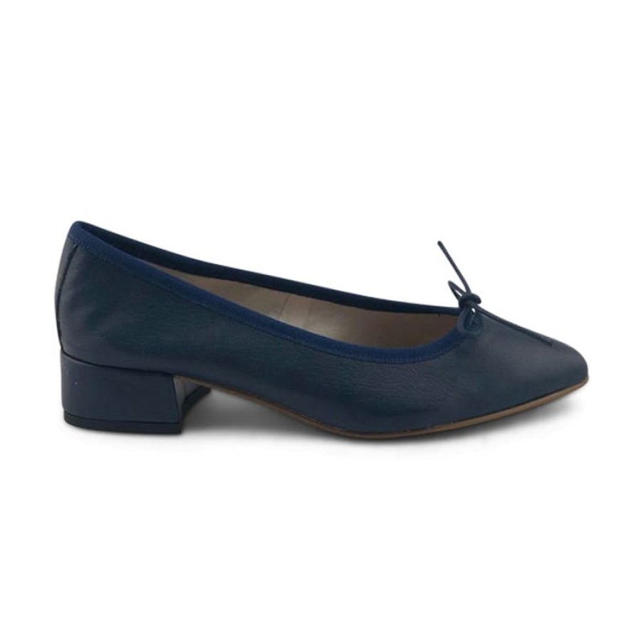 Donna Otisopse | Ballerine Blu In Pelle E Tacco 3Cm