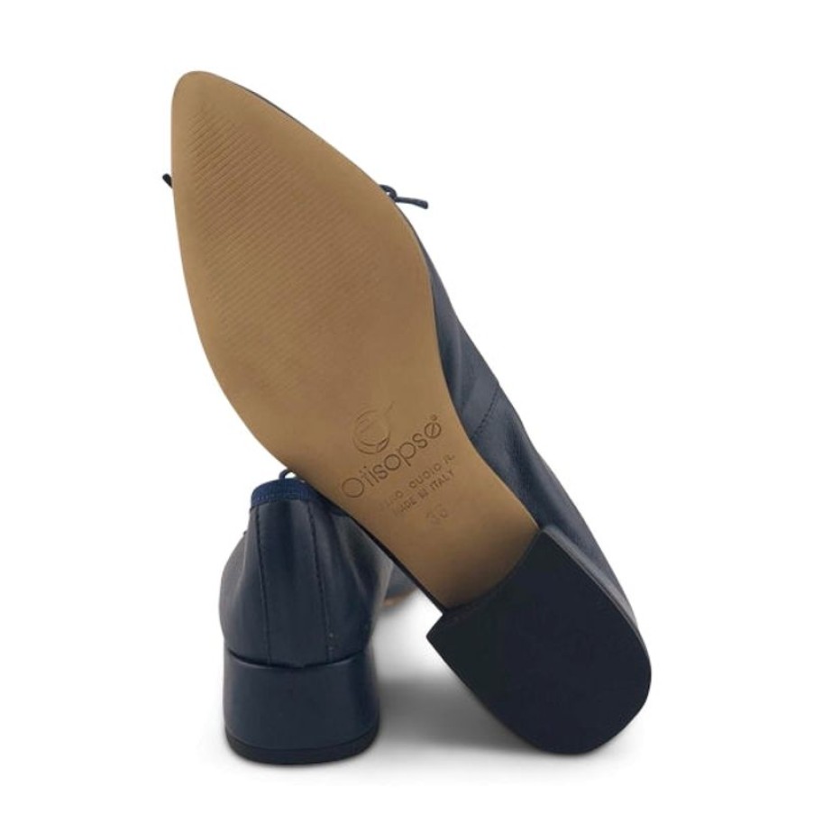 Donna Otisopse | Ballerine Blu In Pelle E Tacco 3Cm