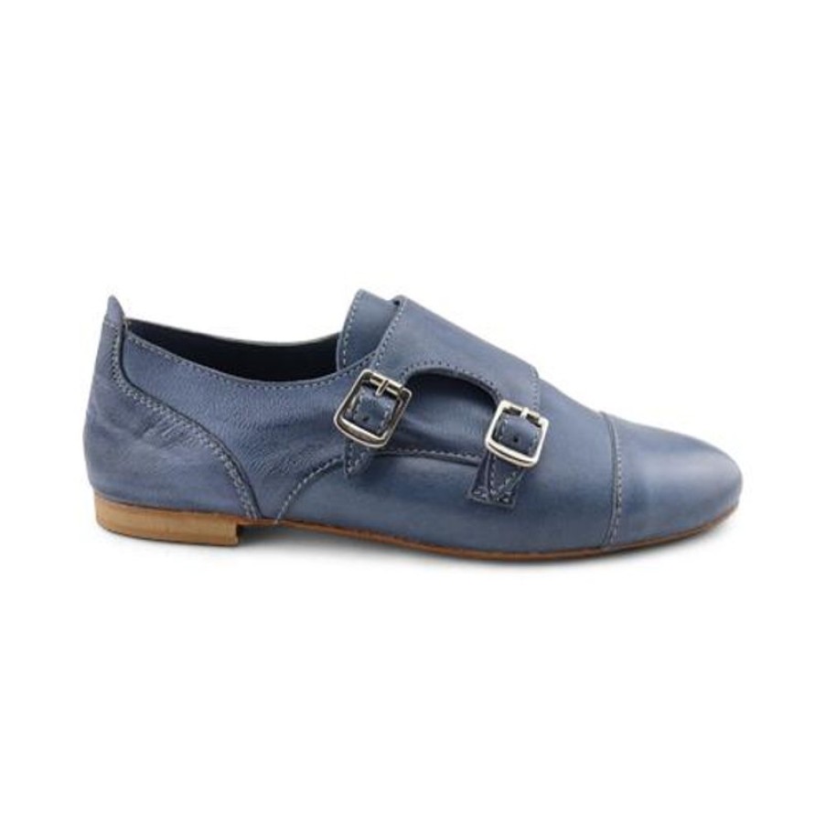 Donna Otisopse | Scarpe Doppia Fibbia In Pelle Color Jeans